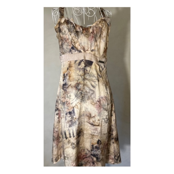 John Galliano vintage “Gazette” Print Silk mini dress, early  2000s - Picture 5 of 8